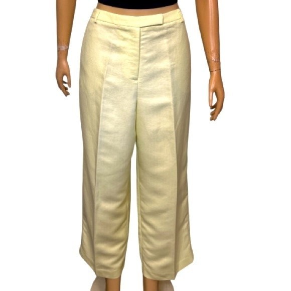 90s Emma James By 
Liz Claiborne Linen Pants High Rise Chartreuse Green Size 16P - Picture 7 of 16
